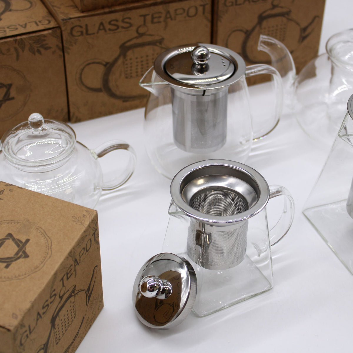 Glass Infuser Teapot - Gift Boxed - Round Pearl - 800ml